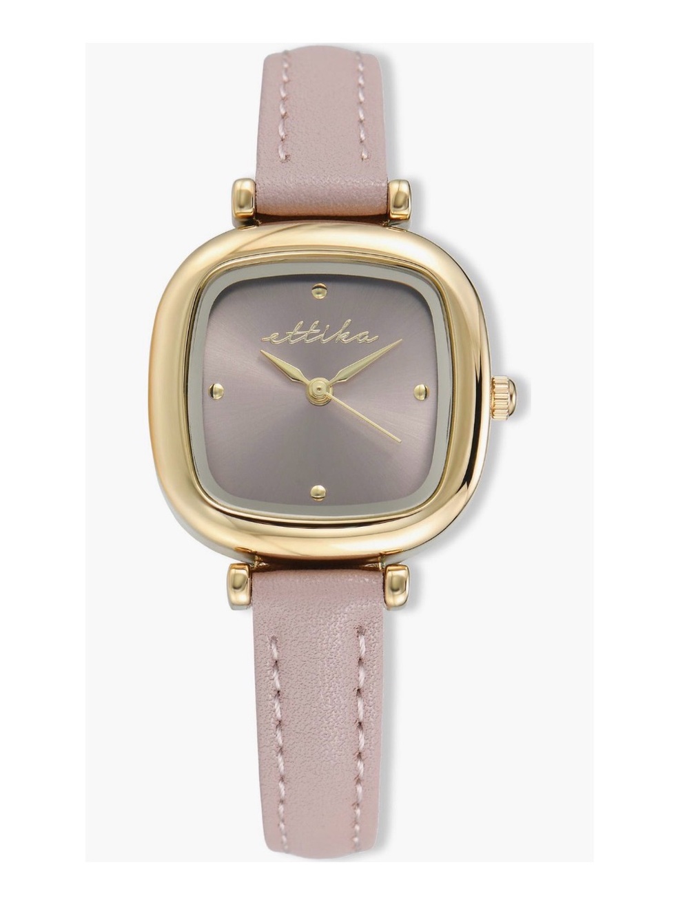 ✅NEW “Ettika” Gold-Tone Square Case Watch with Blush Leather Strap